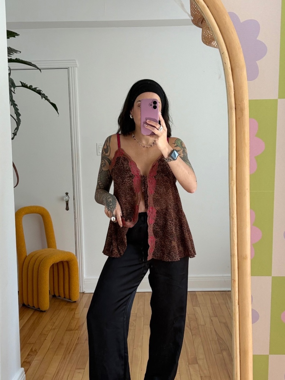 Vintage victorias secret leopard tie front tank